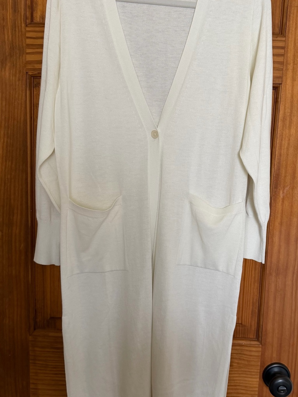 Uniqlo UV Cut Slit Cream Knit Long Cardigan - Picture 1 of 9